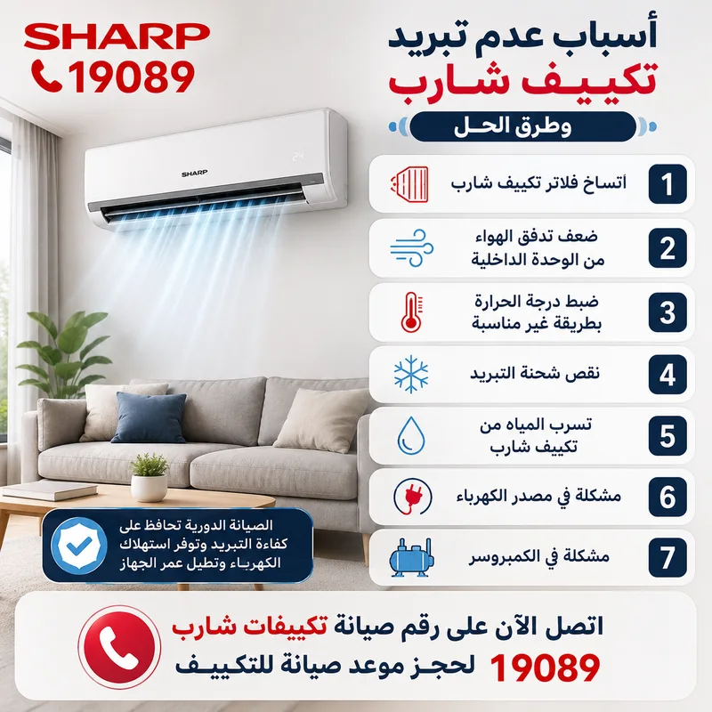 أسباب عدم تبريد تكييف شارب أسباب عدم تبريد تكييف شارب